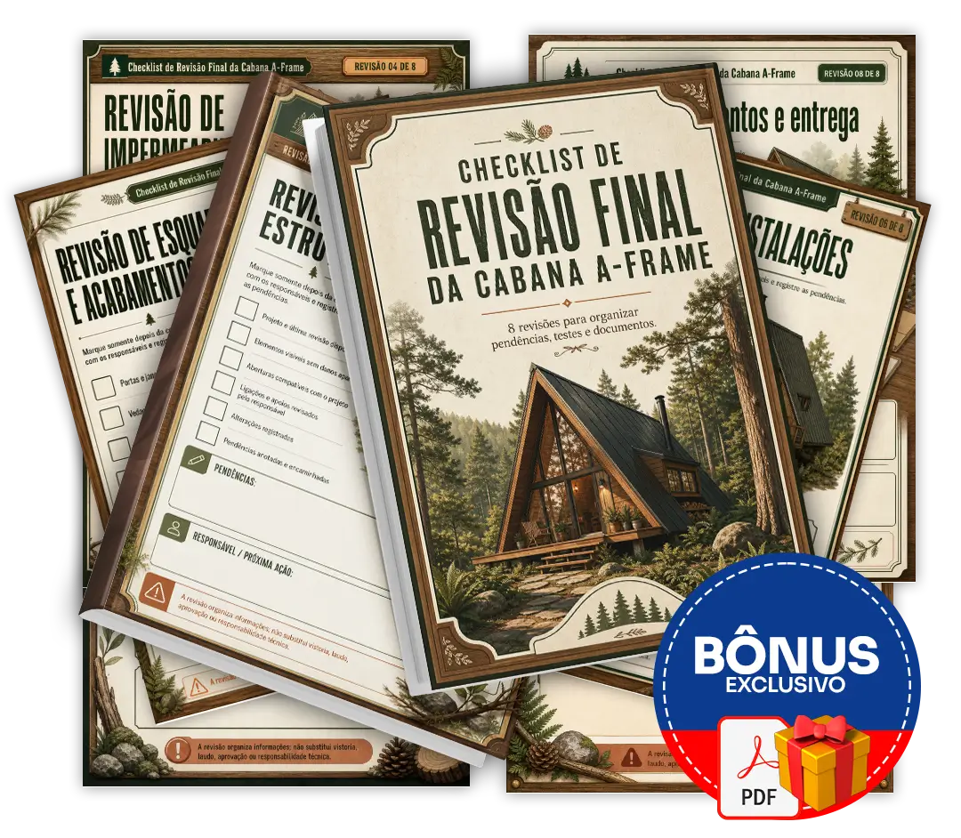 Mockup do bônus Checklist de Revisão Final da Cabana A-Frame